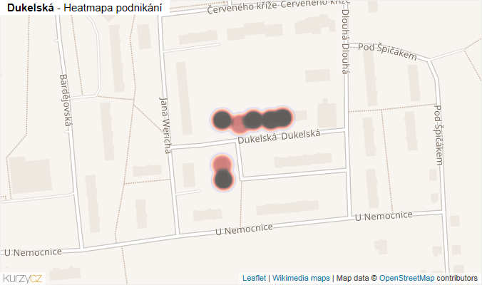 Mapa Dukelská - Firmy v ulici.
