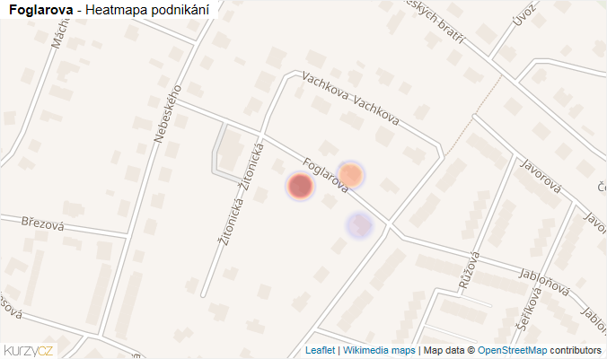 Mapa Foglarova - Firmy v ulici.