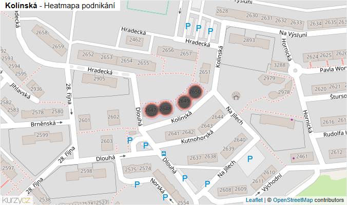 Mapa Kolínská - Firmy v ulici.