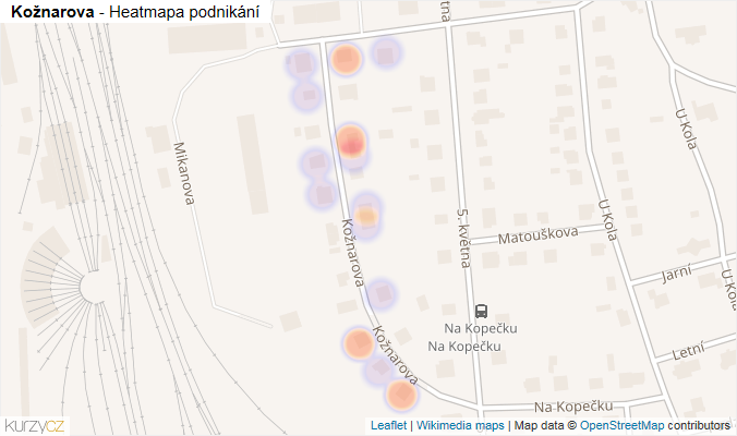 Mapa Kožnarova - Firmy v ulici.