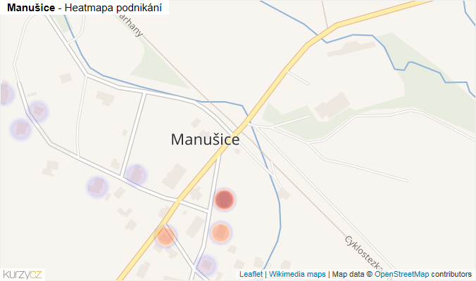 Mapa Manušice - Firmy v části obce.