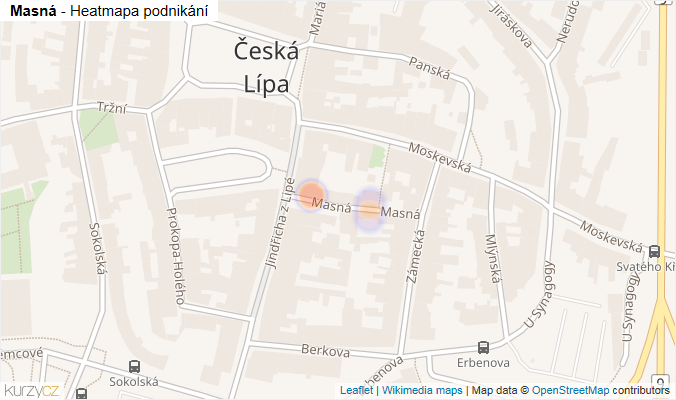 Mapa Masná - Firmy v ulici.