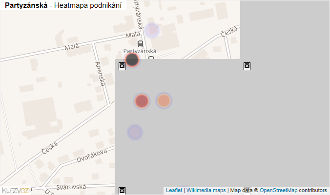 Mapa Partyzánská - Firmy v ulici.