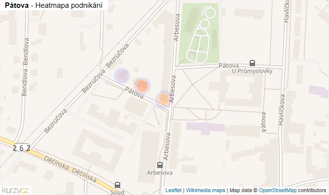 Mapa Pátova - Firmy v ulici.