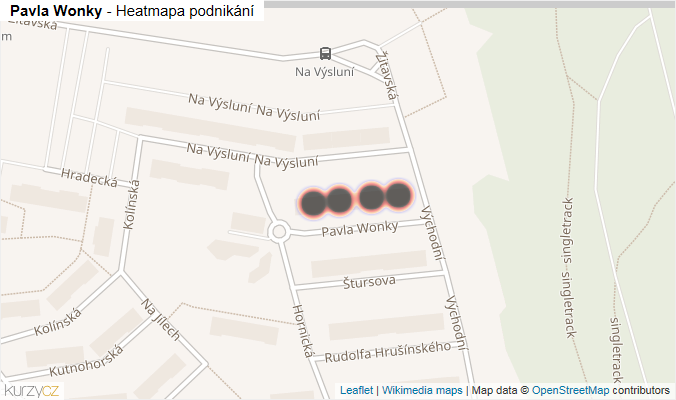 Mapa Pavla Wonky - Firmy v ulici.