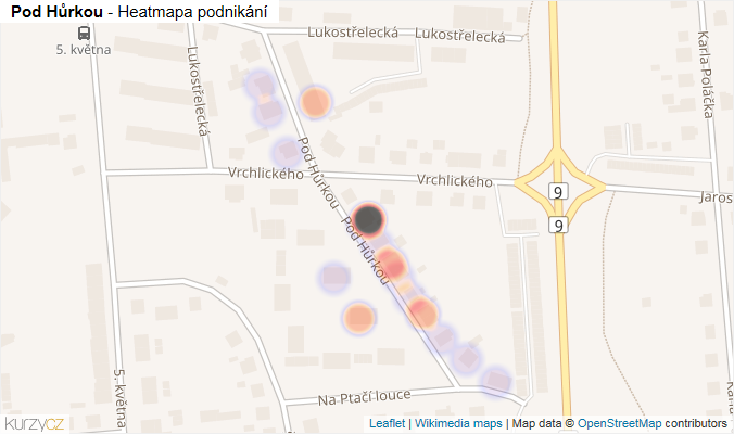 Mapa Pod Hůrkou - Firmy v ulici.