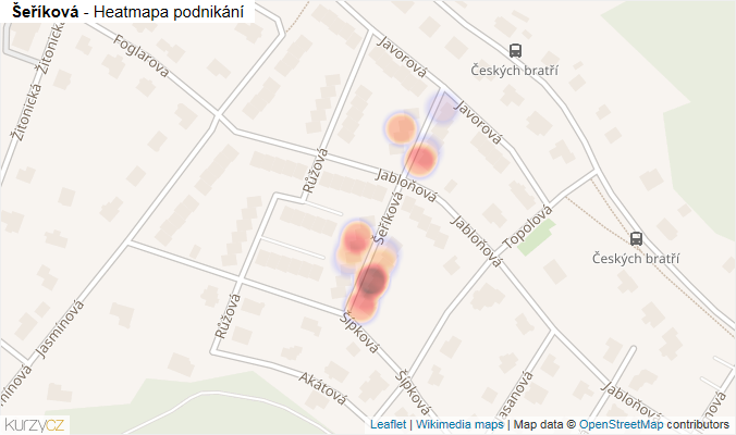 Mapa Šeříková - Firmy v ulici.