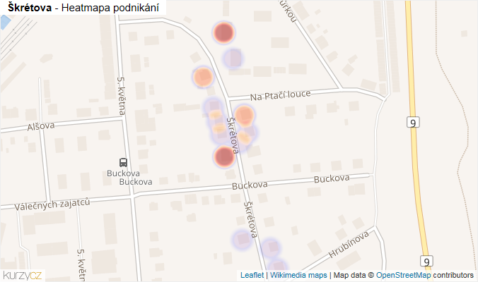 Mapa Škrétova - Firmy v ulici.