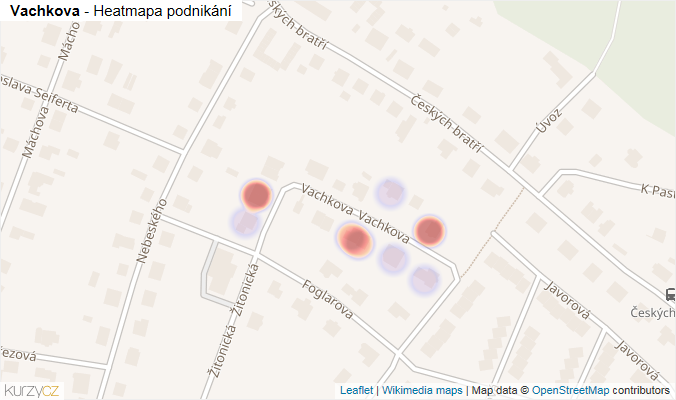 Mapa Vachkova - Firmy v ulici.