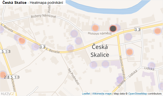 Mapa Česká Skalice - Firmy v části obce.