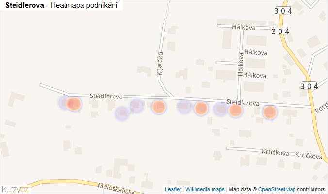 Mapa Steidlerova - Firmy v ulici.