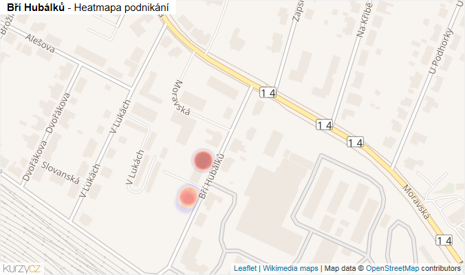 Mapa Bří Hubálků - Firmy v ulici.