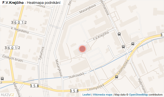 Mapa F.V.Krejčího - Firmy v ulici.