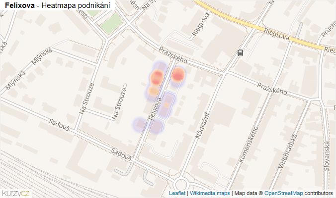 Mapa Felixova - Firmy v ulici.