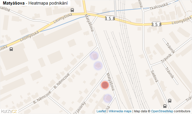 Mapa Matyášova - Firmy v ulici.