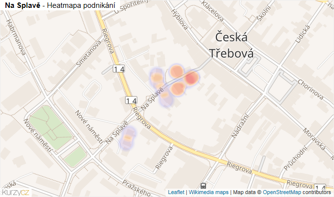 Mapa Na Splavě - Firmy v ulici.