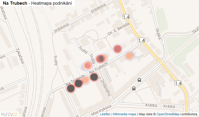 Mapa Na Trubech - Firmy v ulici.