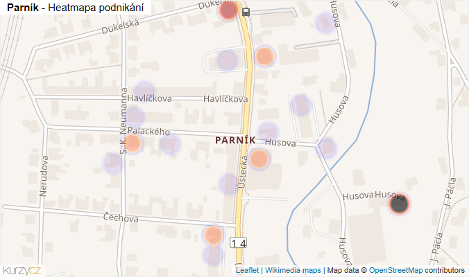 Mapa Parník - Firmy v části obce.