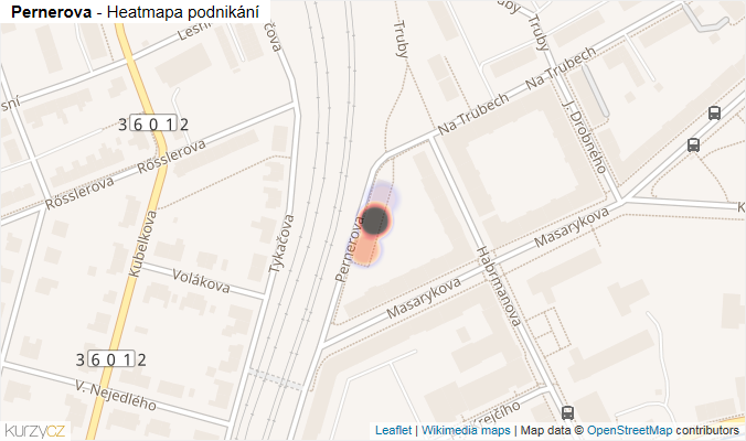 Mapa Pernerova - Firmy v ulici.