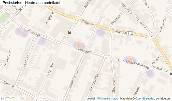 Mapa Pražského - Firmy v ulici.