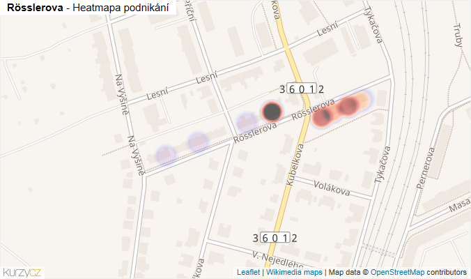 Mapa Rősslerova - Firmy v ulici.