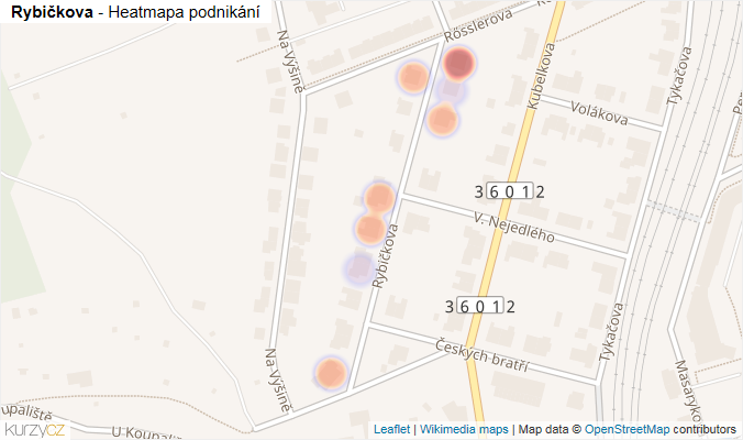 Mapa Rybičkova - Firmy v ulici.