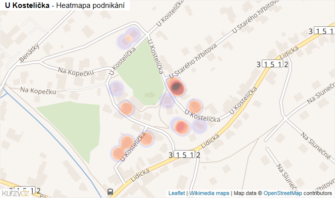 Mapa U Kostelíčka - Firmy v ulici.