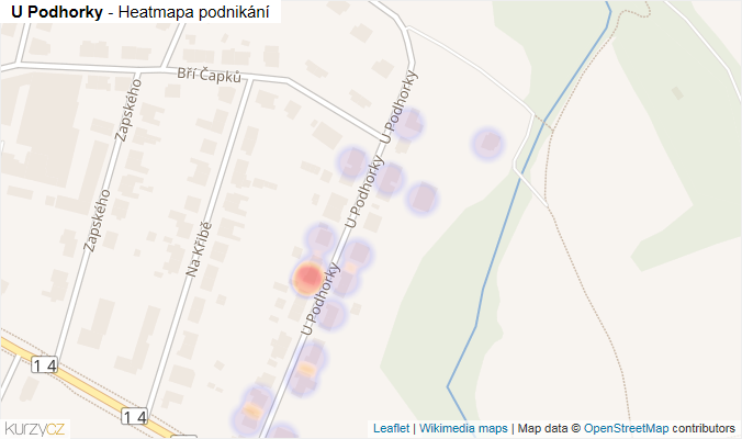 Mapa U Podhorky - Firmy v ulici.