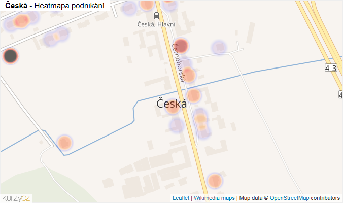 Mapa Česká - Firmy v části obce.