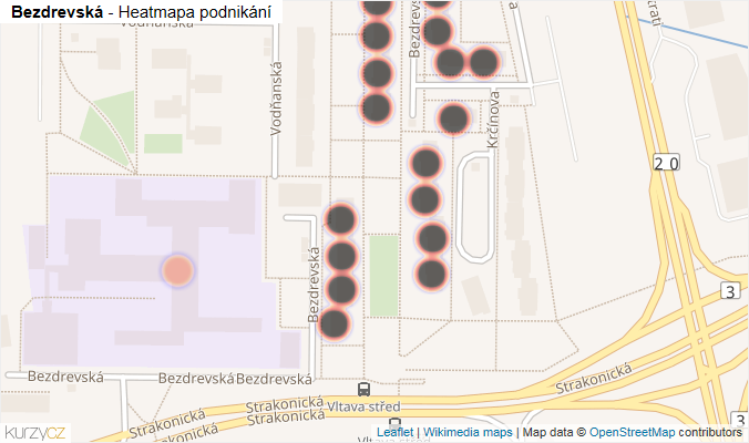 Mapa Bezdrevská - Firmy v ulici.