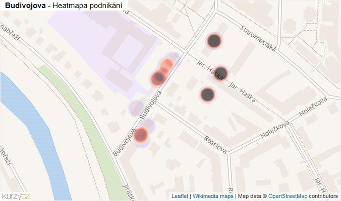 Mapa Budivojova - Firmy v ulici.
