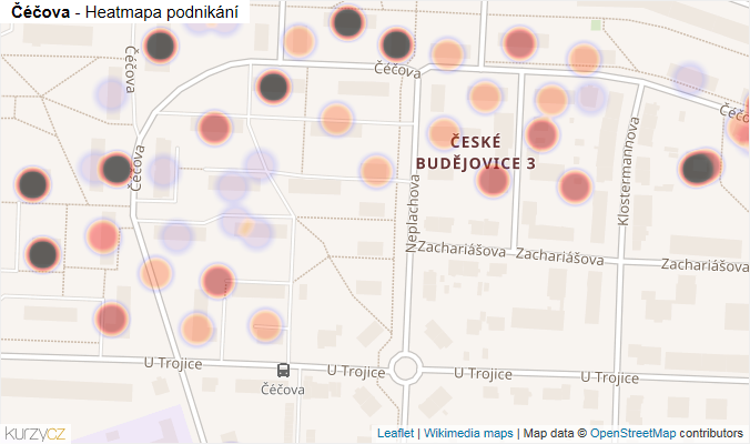 Mapa Čéčova - Firmy v ulici.