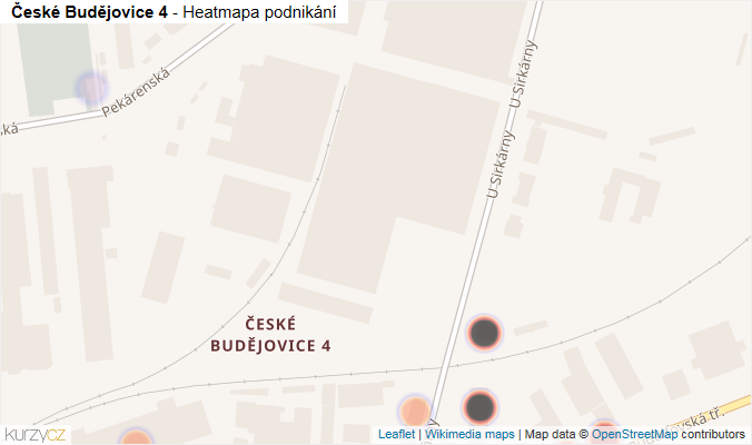 Mapa České Budějovice 4 - Firmy v části obce.