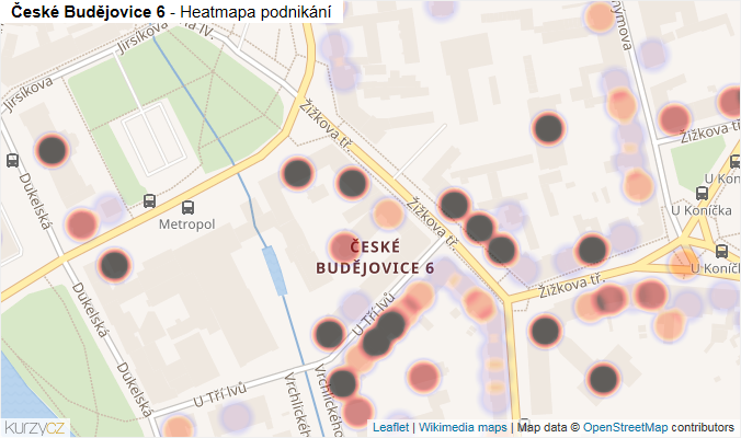 Mapa České Budějovice 6 - Firmy v části obce.