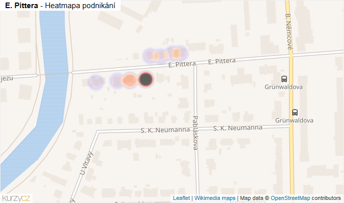 Mapa E. Pittera - Firmy v ulici.
