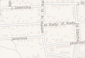 Fr. Halase v obci České Budějovice - mapa ulice
