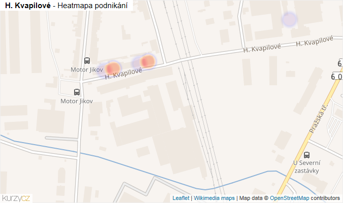 Mapa H. Kvapilové - Firmy v ulici.