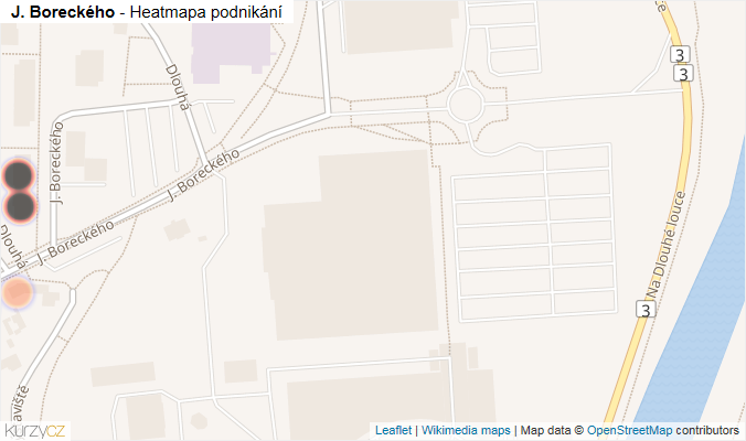 Mapa J. Boreckého - Firmy v ulici.
