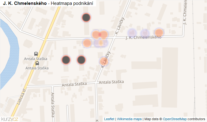 Mapa J. K. Chmelenského - Firmy v ulici.