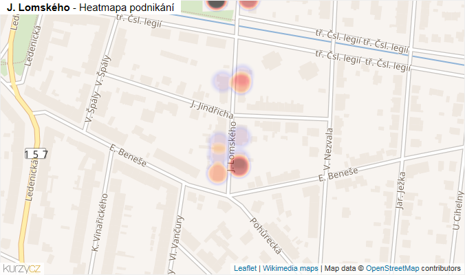 Mapa J. Lomského - Firmy v ulici.