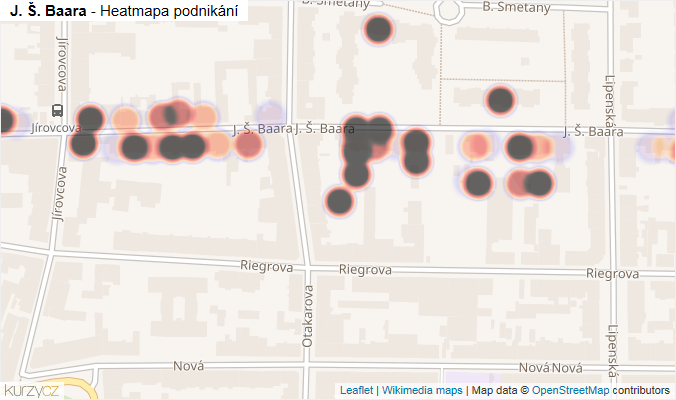 Mapa J. Š. Baara - Firmy v ulici.
