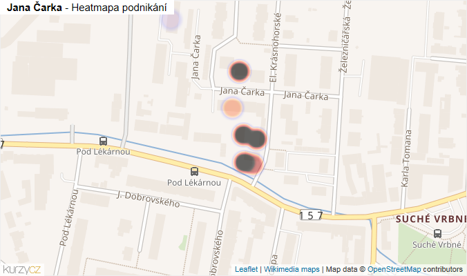Mapa Jana Čarka - Firmy v ulici.