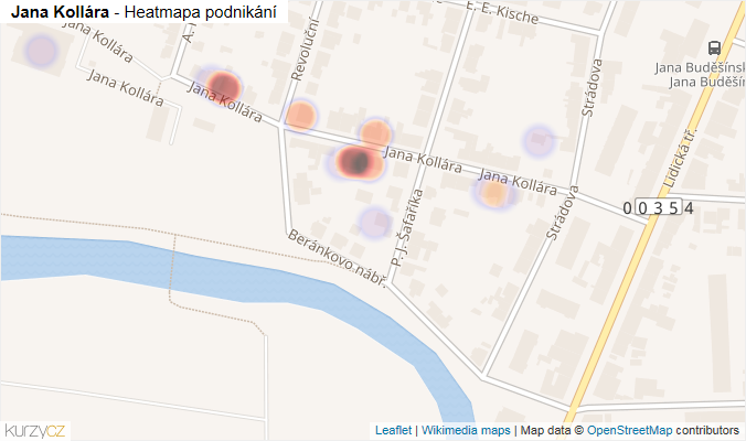 Mapa Jana Kollára - Firmy v ulici.