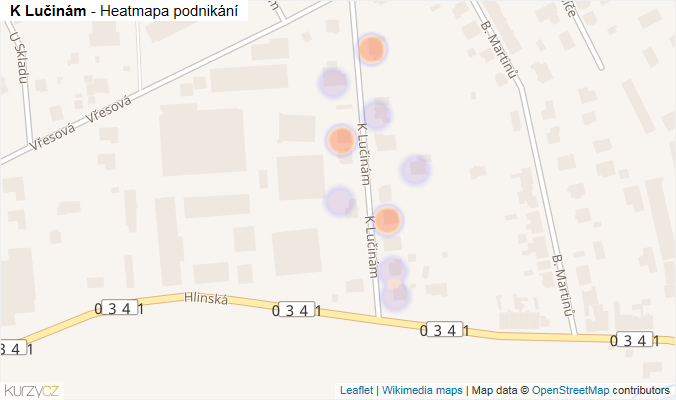 Mapa K Lučinám - Firmy v ulici.