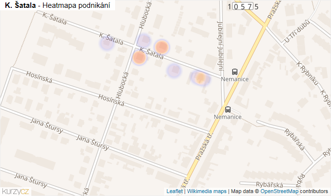 Mapa K. Šatala - Firmy v ulici.