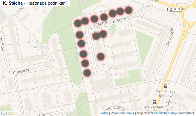 Mapa K. Štěcha - Firmy v ulici.