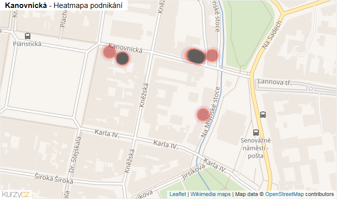 Mapa Kanovnická - Firmy v ulici.