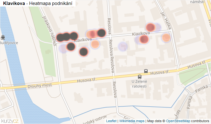 Mapa Klavíkova - Firmy v ulici.