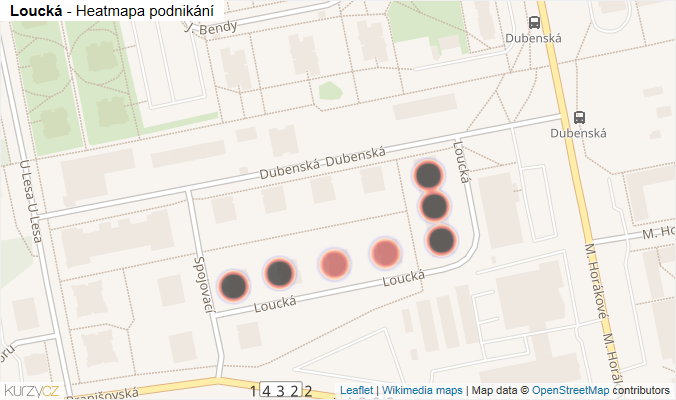 Mapa Loucká - Firmy v ulici.