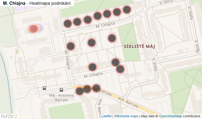 Mapa M. Chlajna - Firmy v ulici.